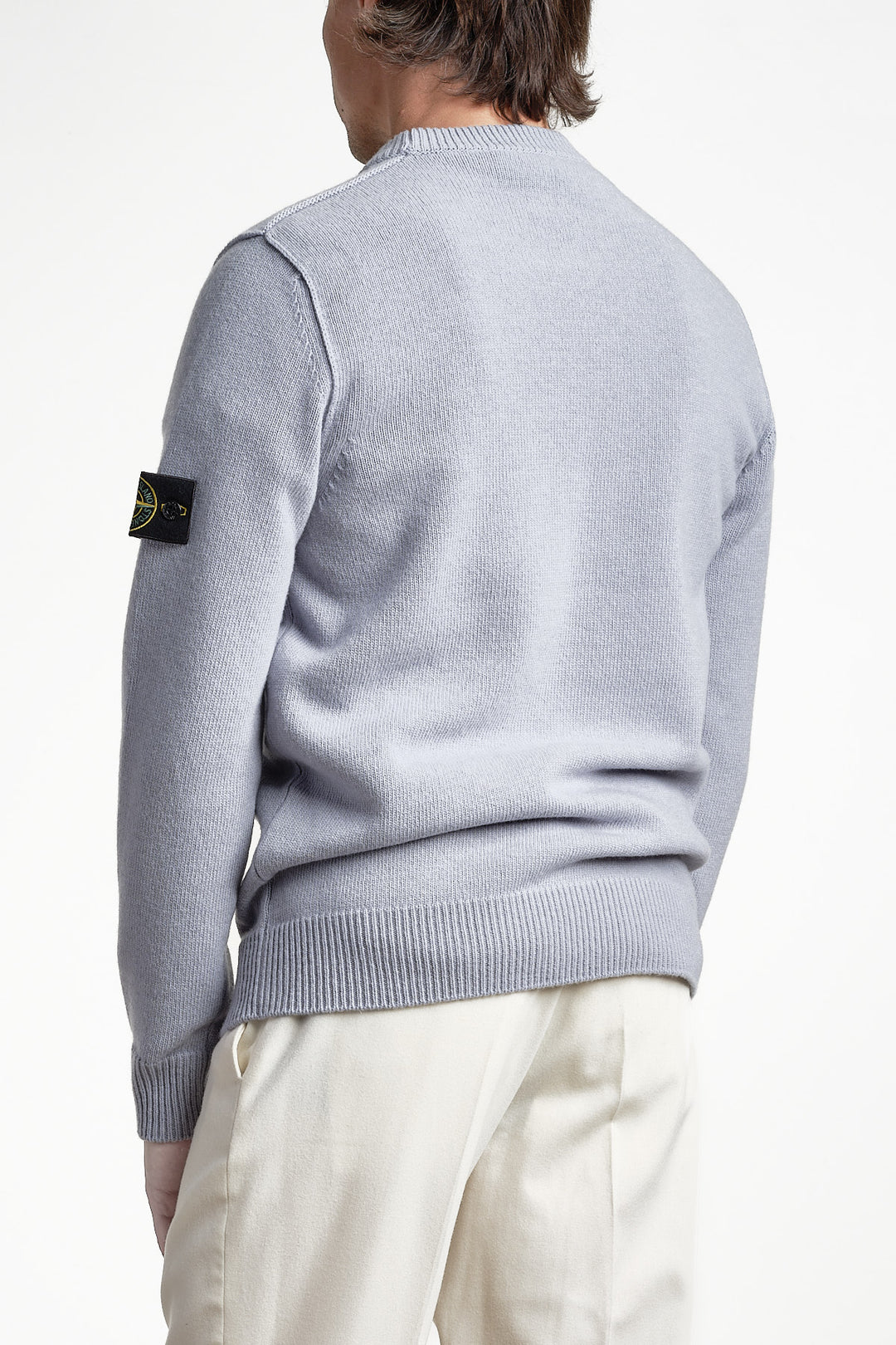 Lambswool Crew Neck Knit Ash Grey – Stone Island, bakifrån