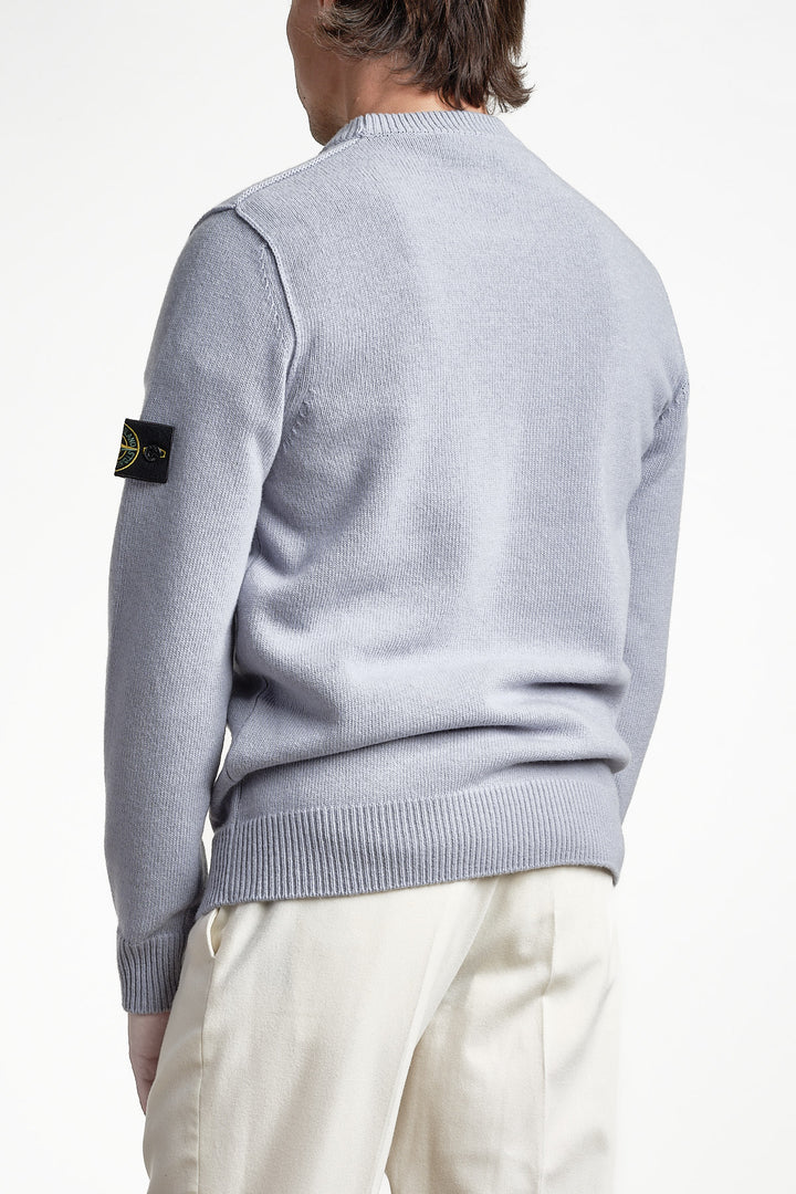 Lambswool Crew Neck Knit Ash Grey – Stone Island, bakifrån