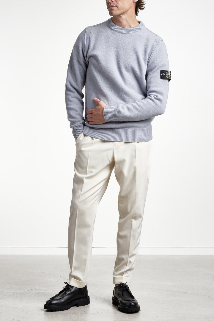 Lambswool Crew Neck Knit Ash Grey – Stone Island, detaljbild