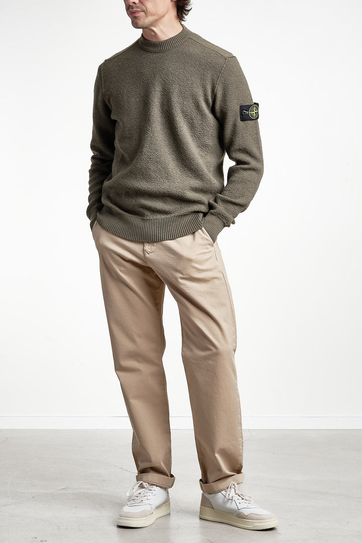 Textured Stitch Pure Wool Crew Neck Knit Military Green – Stone Island, sidan 2