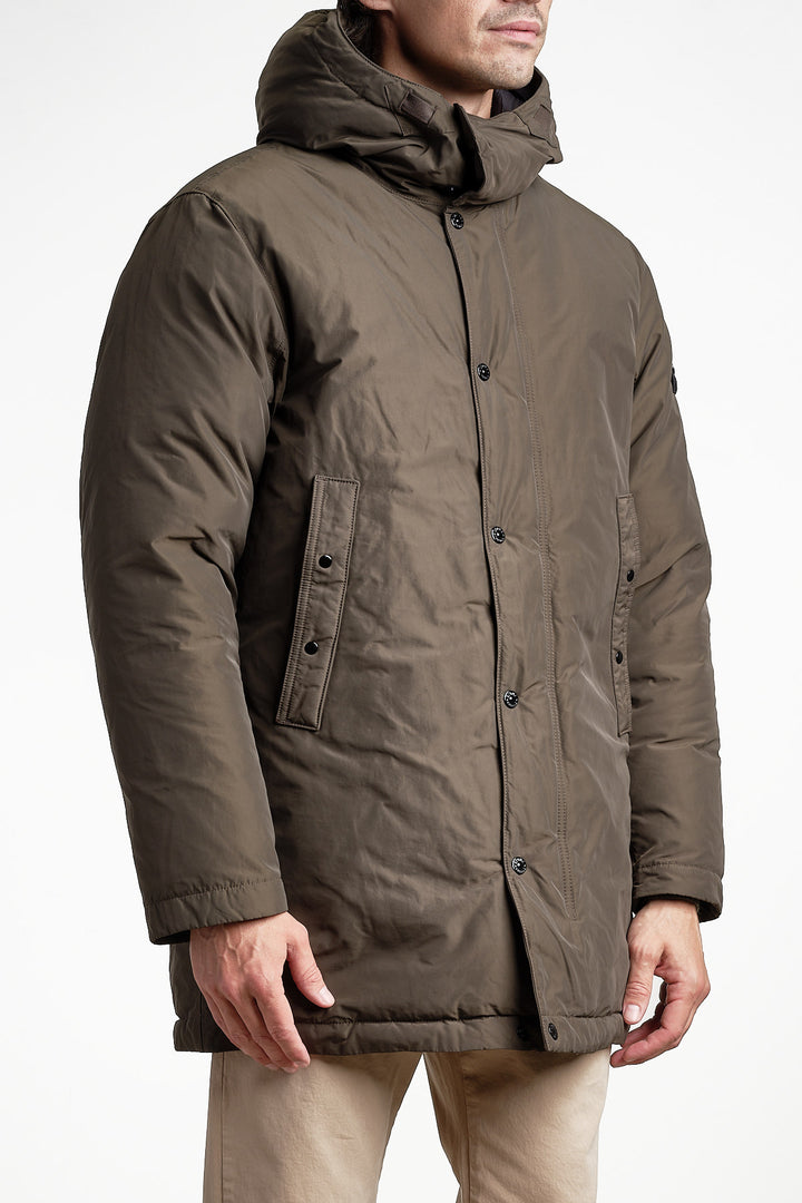 Micro Twill Long Parka Coal Grey – Stone Island, sidan
