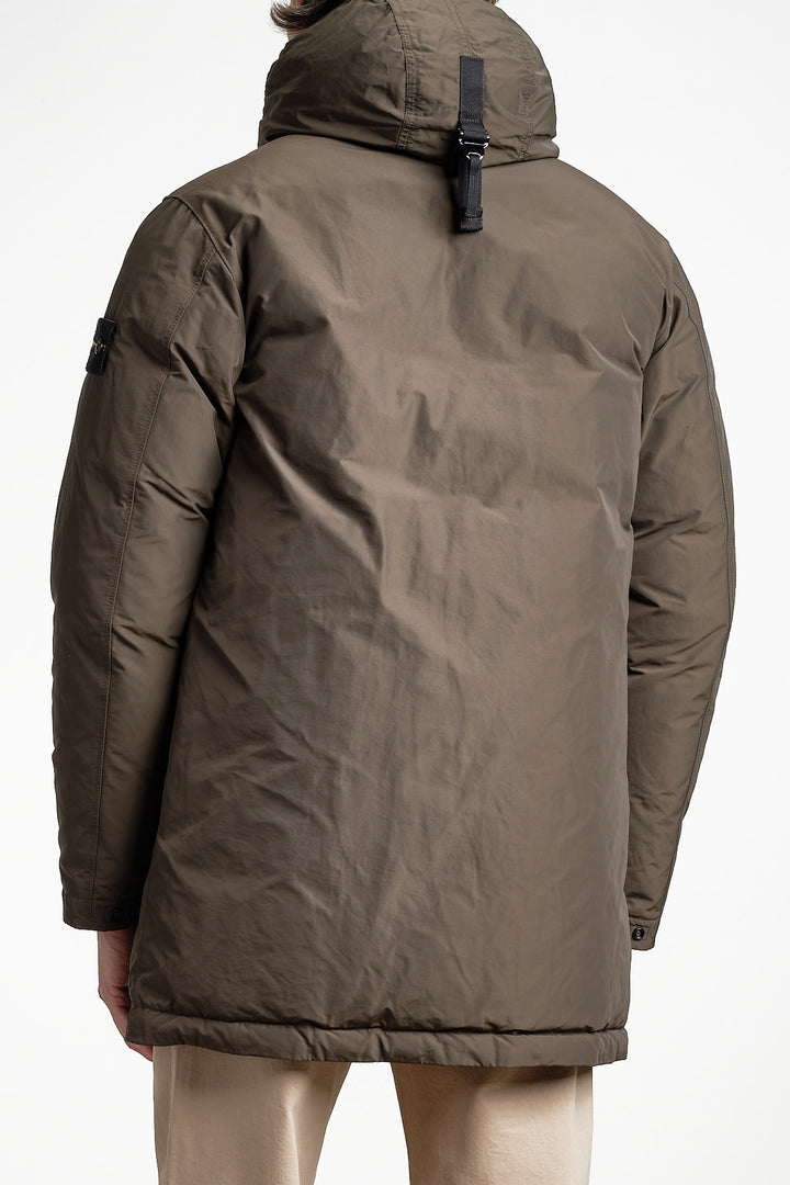 Micro Twill Long Parka Coal Grey – Stone Island, bakifrån