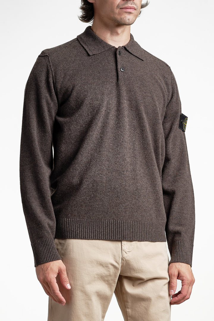 Geelong Wool Long Sleeve Polo Lead Grey – Stone Island, sidan