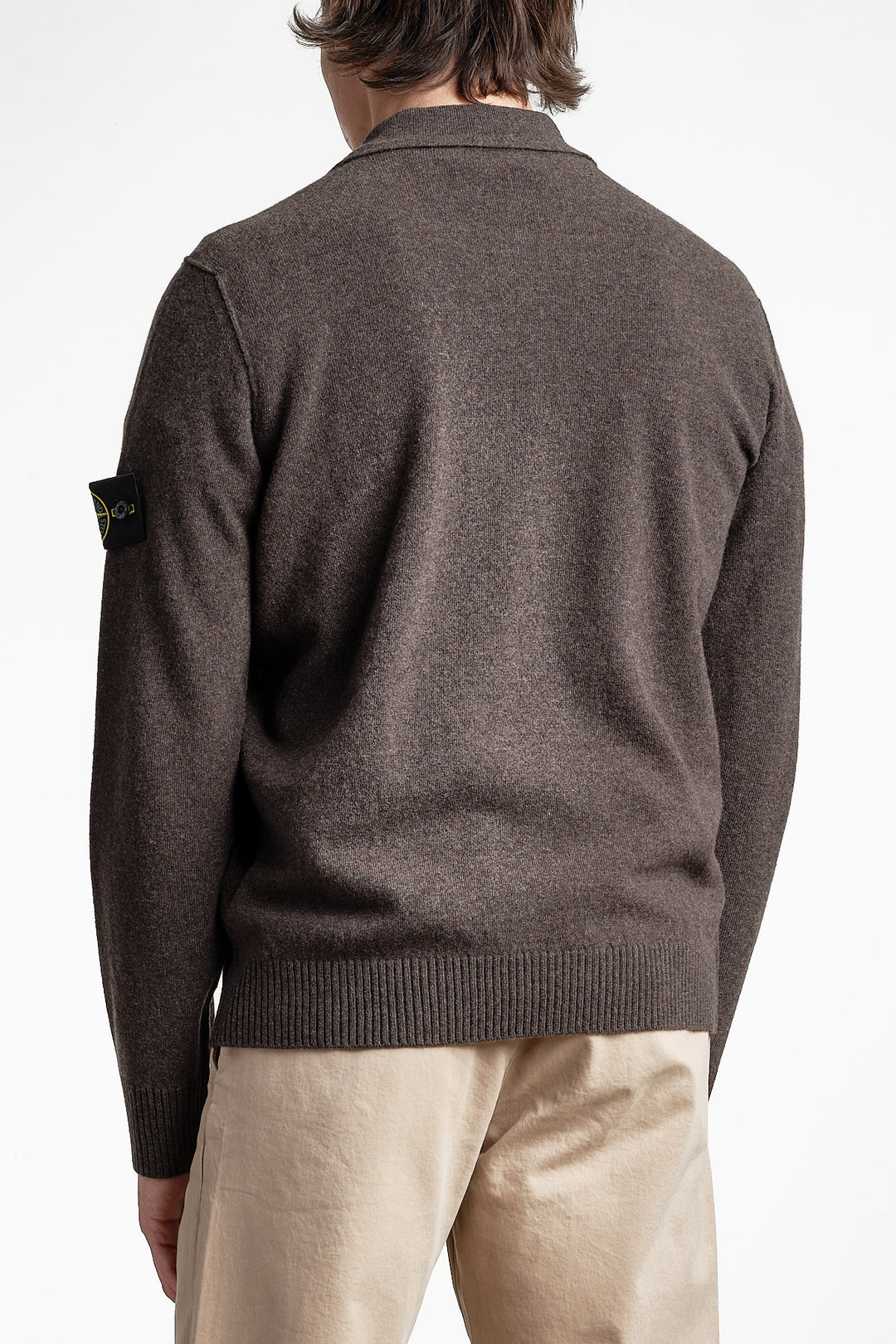 Geelong Wool Long Sleeve Polo Lead Grey – Stone Island, bakifrån