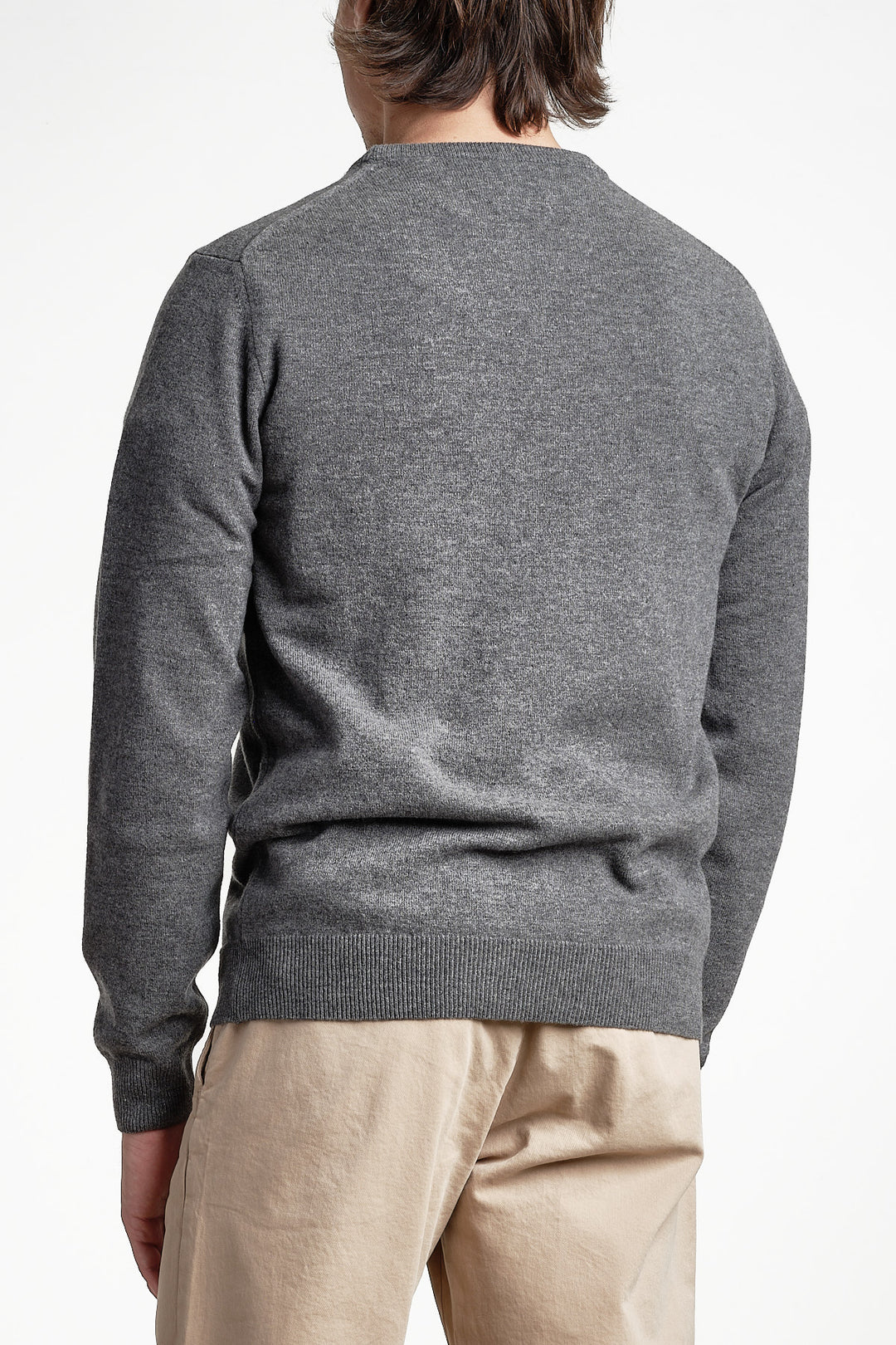 Superfine Lambswool Crewneck Charcoal Melange – GANT, bakifrån
