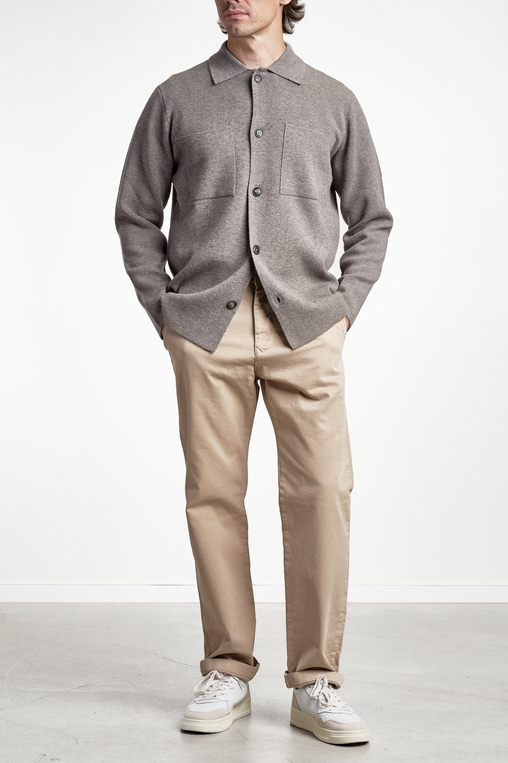 Wool Cashmere Knit Overshirt Beige – Filippo de Laurentiis, bakifrån