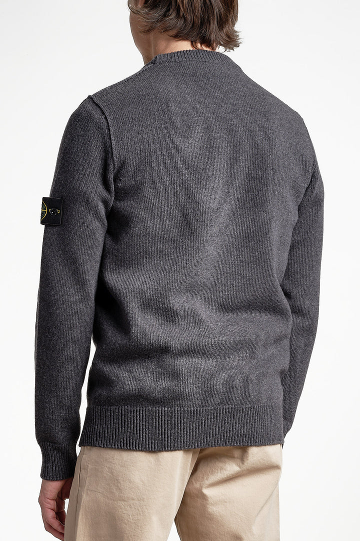 Lambswool Crew Neck Knit Lead Grey – Stone Island, sidan