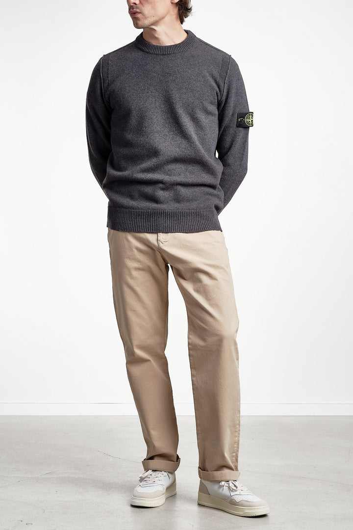 Lambswool Crew Neck Knit Lead Grey – Stone Island, helbild