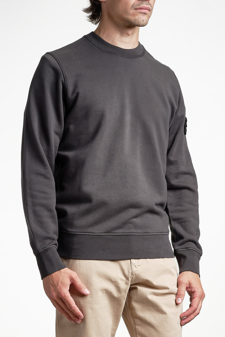 Garment Dyed Fleece Sweatshirt Lead Grey – Stone Island, framifrån