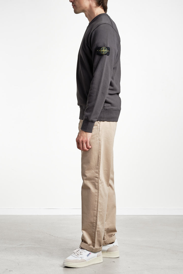 Garment Dyed Fleece Sweatshirt Lead Grey – Stone Island, sidan