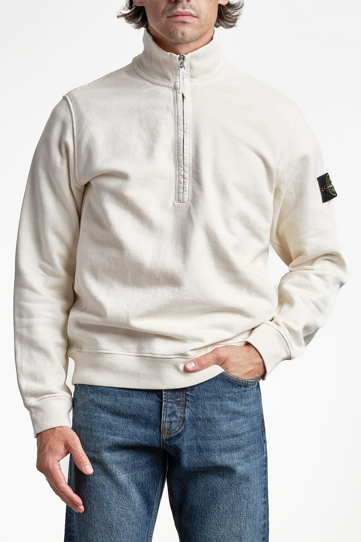 Brushed Fleece Long Sleeve Polo Ivory – Stone Island, detalj