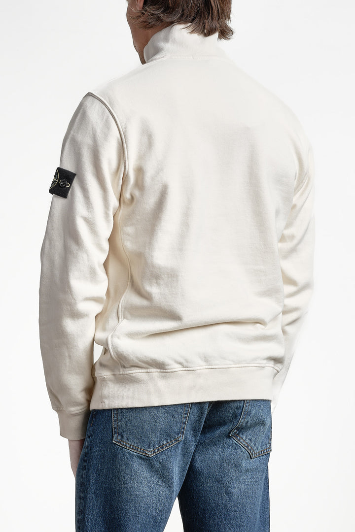 Brushed Fleece Long Sleeve Polo Ivory – Stone Island, bakifrån