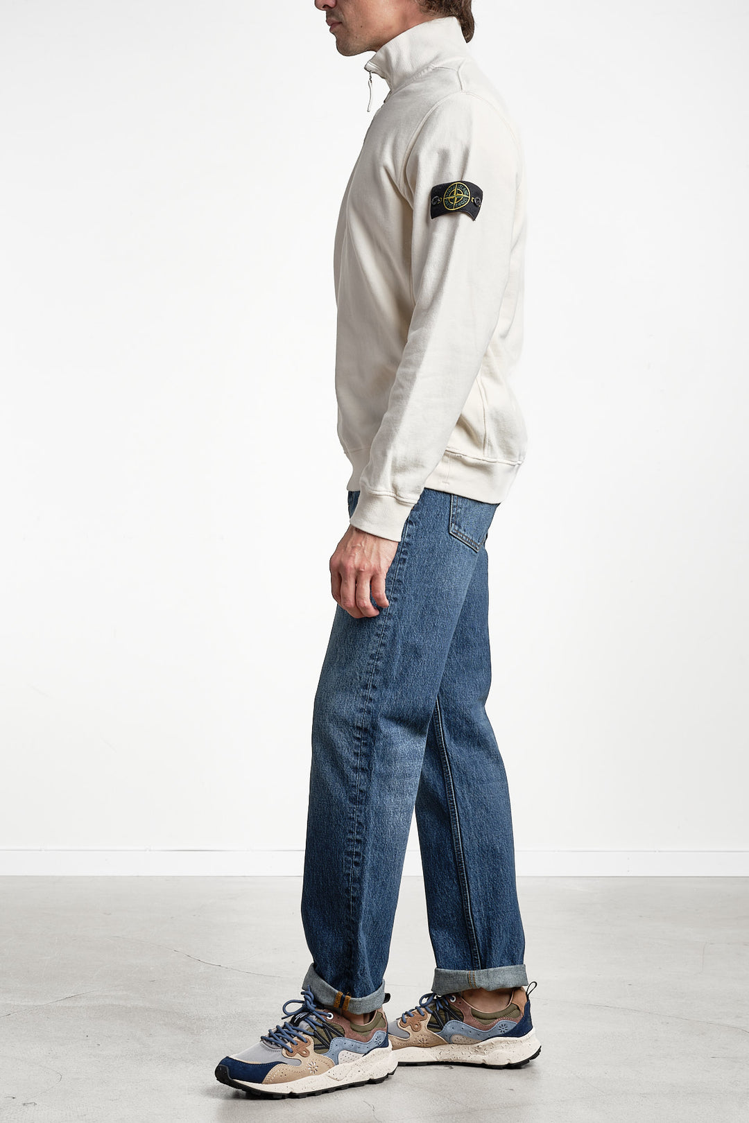 Brushed Fleece Long Sleeve Polo Ivory – Stone Island, sidan