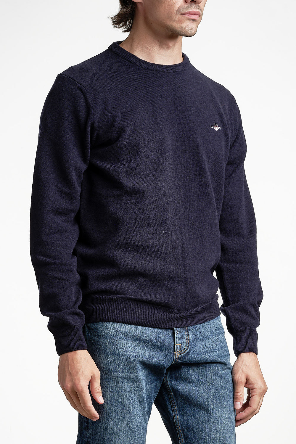 Superfine Lambswool Crewneck Marine – GANT, framifrån