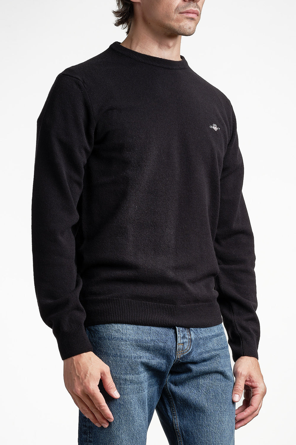 Superfine Lambswool Crewneck Black – GANT, framifrån