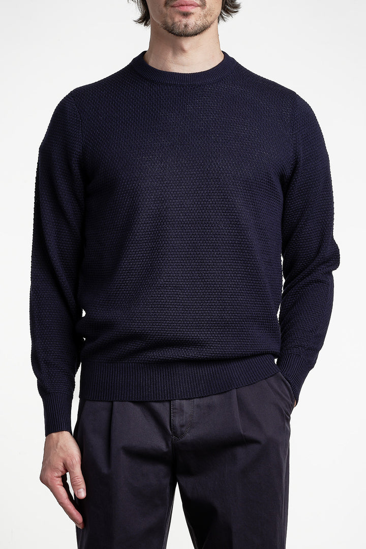 Grana Di Riso Crewneck Sweater Blue/Navy – Jupiter, framifrån