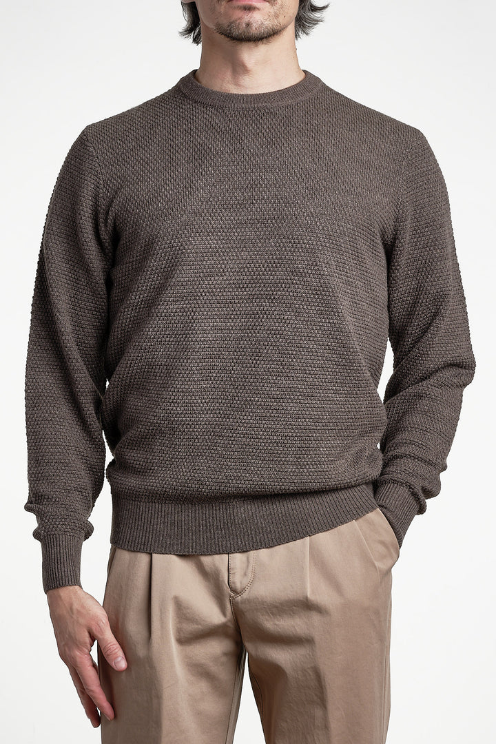 Grana Di Riso Crewneck Sweater Walnut – Jupiter, framifrån