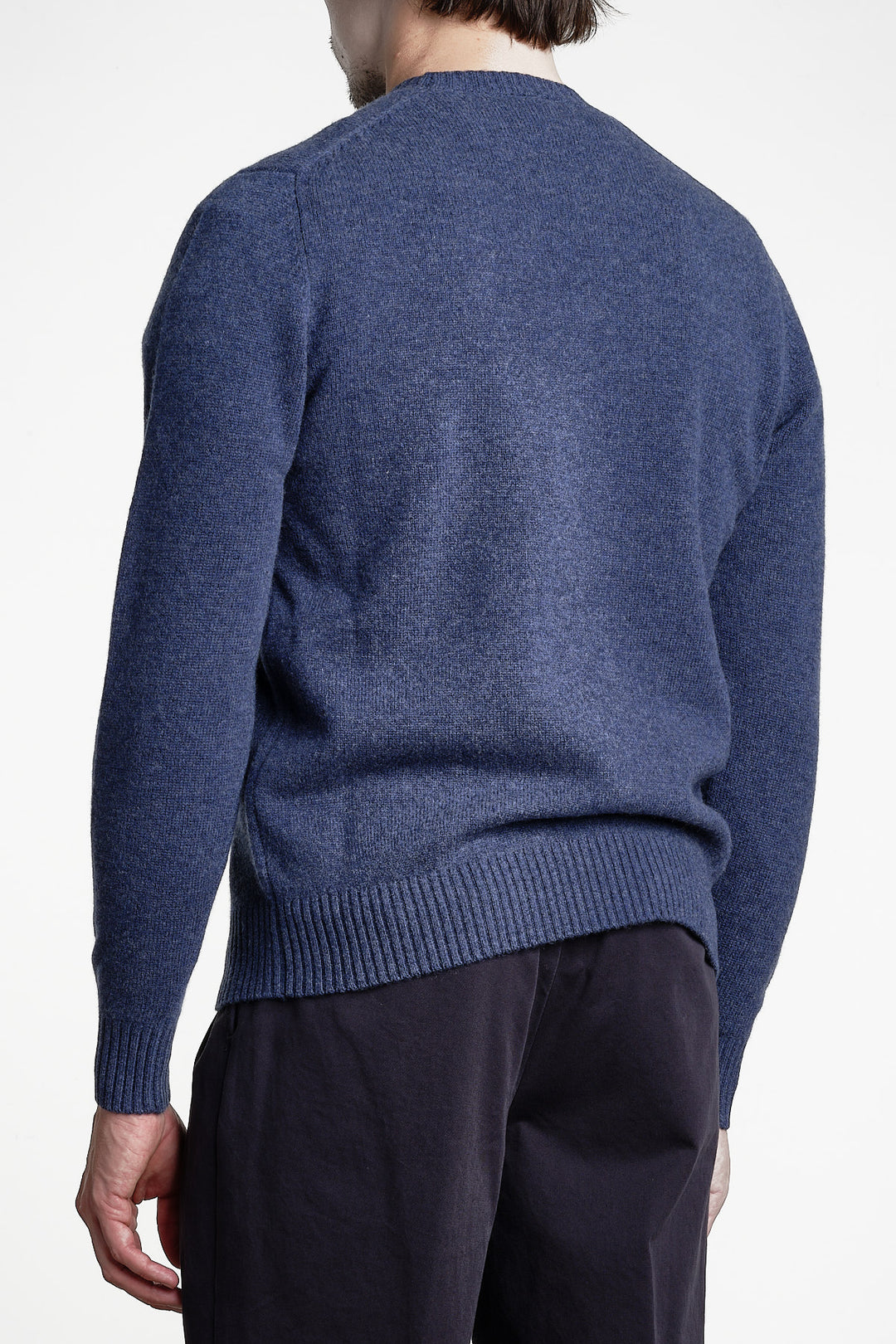 Luxury Wool Cashmere Crewneck Denim – Jupiter, bakifrån