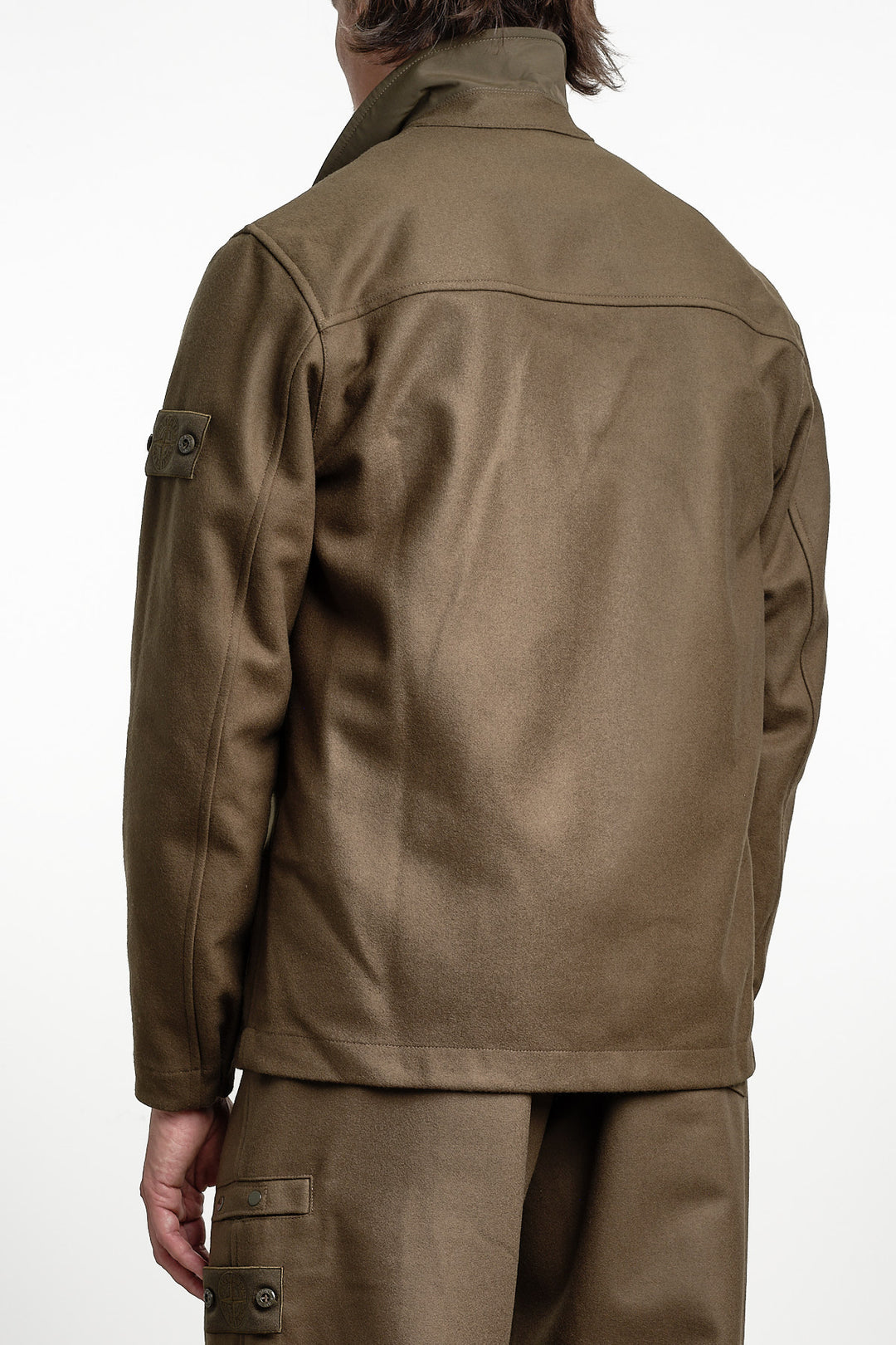 Ghost Piece Flannel Overshirt Green – Stone Island, bakifrån