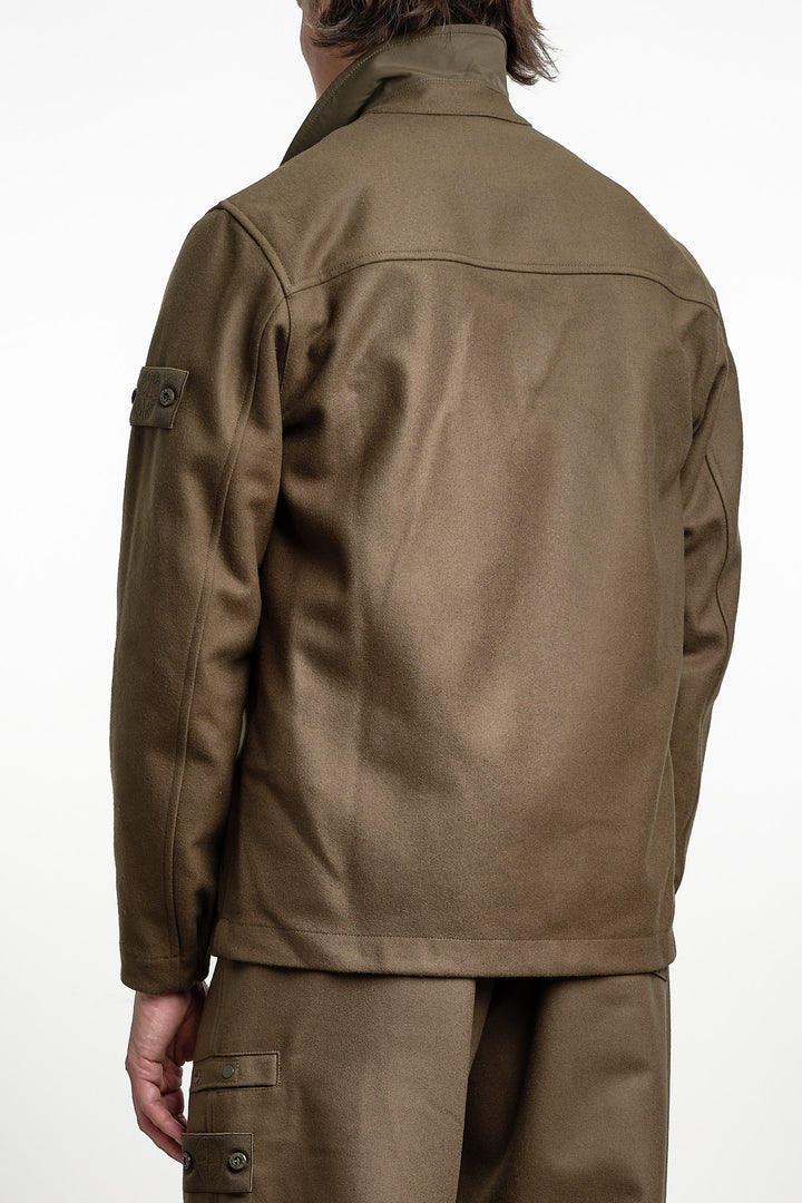Ghost Piece Flannel Overshirt Green – Stone Island, bakifrån