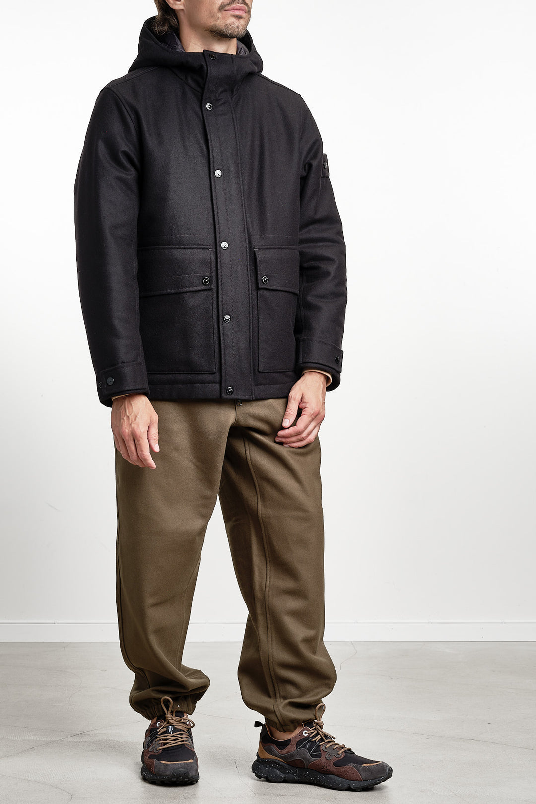 Ghost Piece Flannel Short Parka Black – Stone Island, helbild sidan