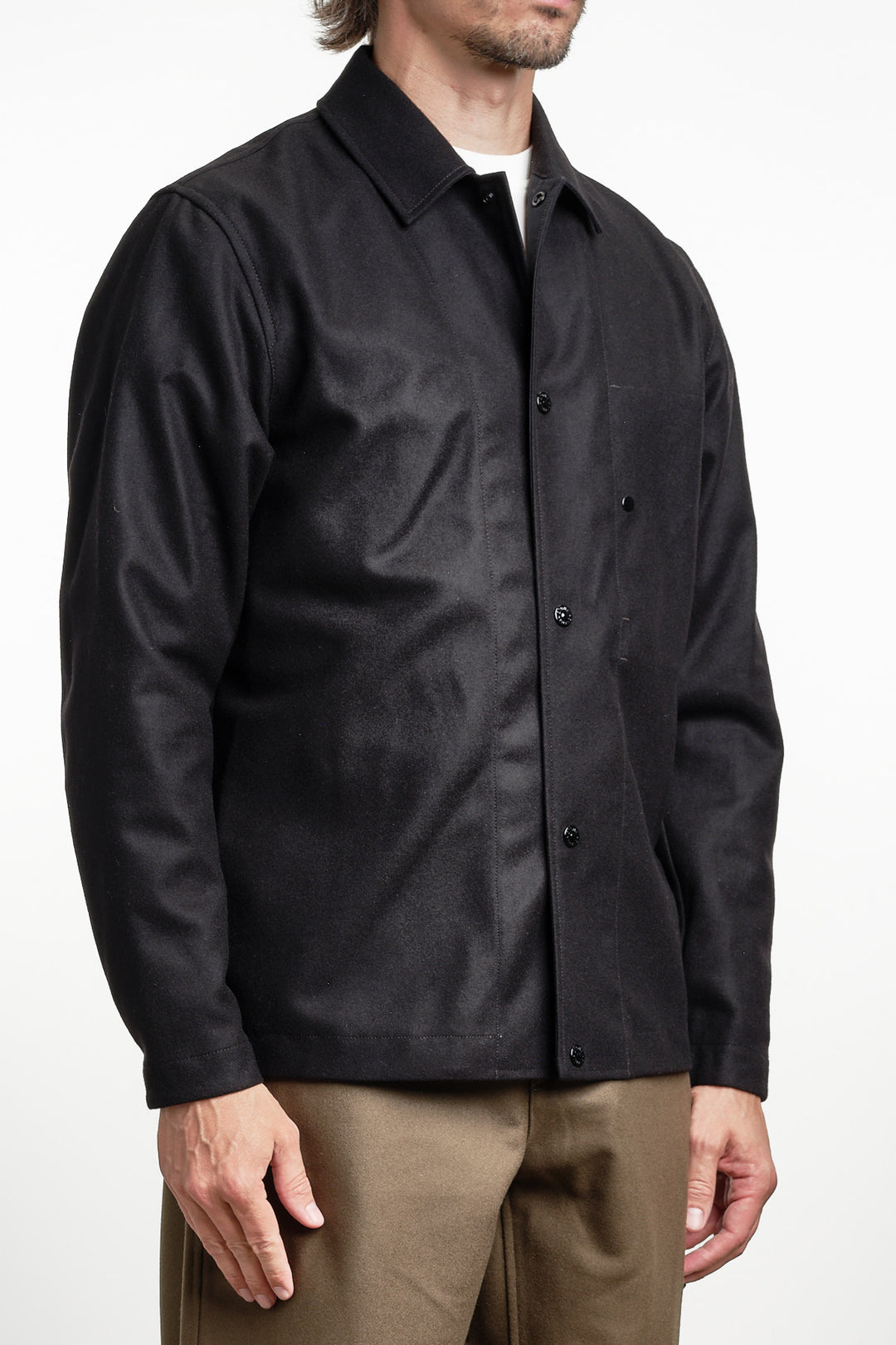 Ghost Piece Flannel Overshirt Black – Stone Island, bakifrån