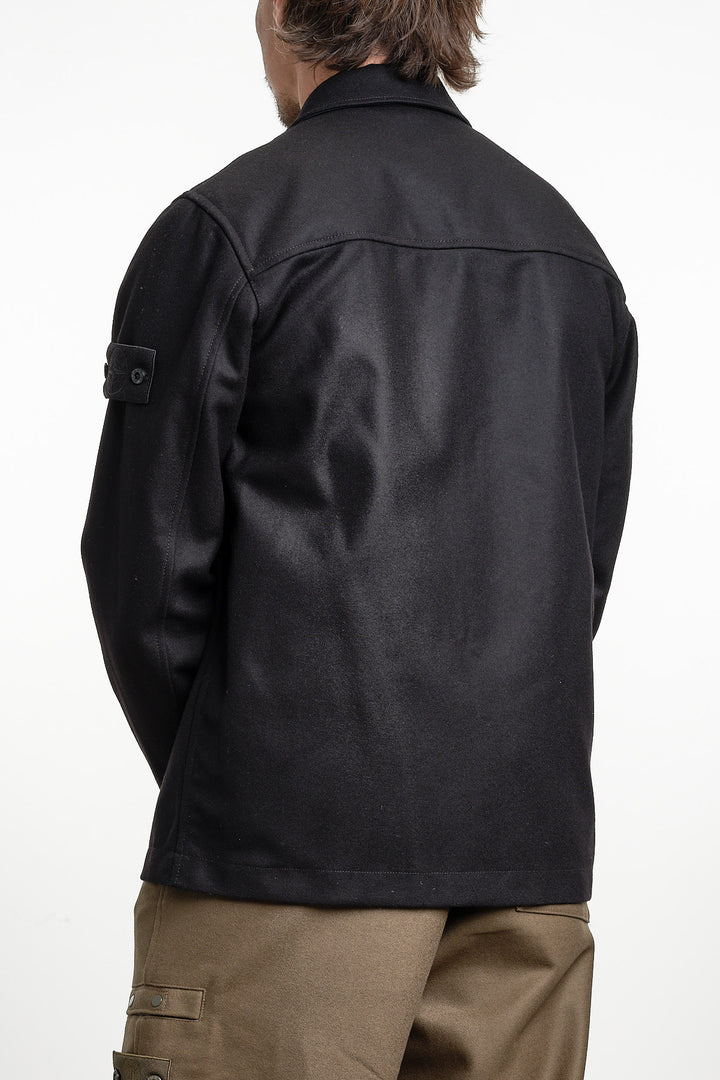 Ghost Piece Flannel Overshirt Black – Stone Island, detaljbild tyg