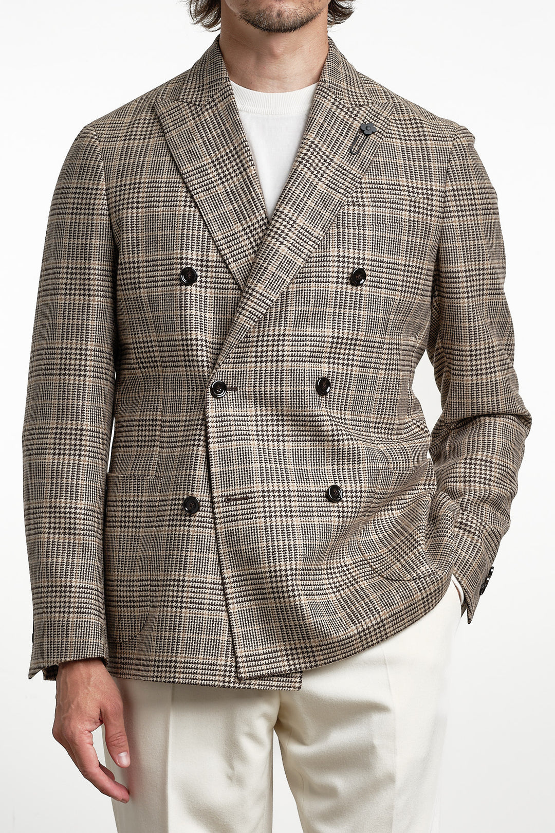 Single Breasted Check Blazer Multi – Lardini, framifrån
