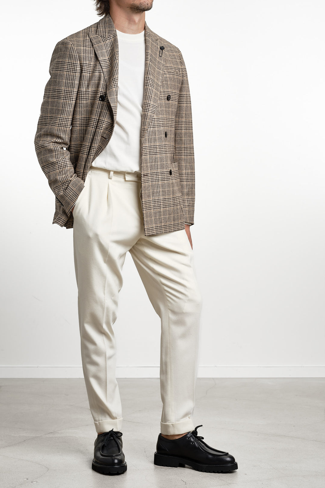 Single Breasted Check Blazer Multi – Lardini, detaljbild tyg