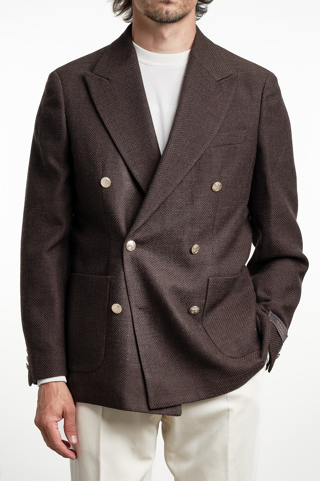 Wool Textured Club Blazer Black Brown
