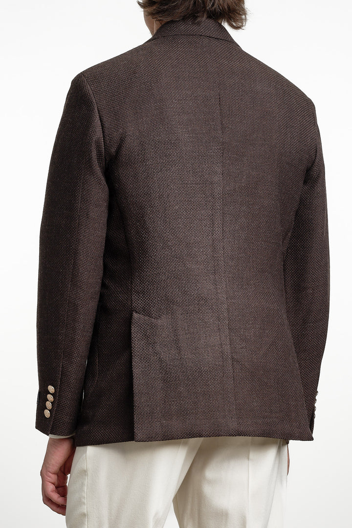 Wool Textured Club Blazer Black Brown
