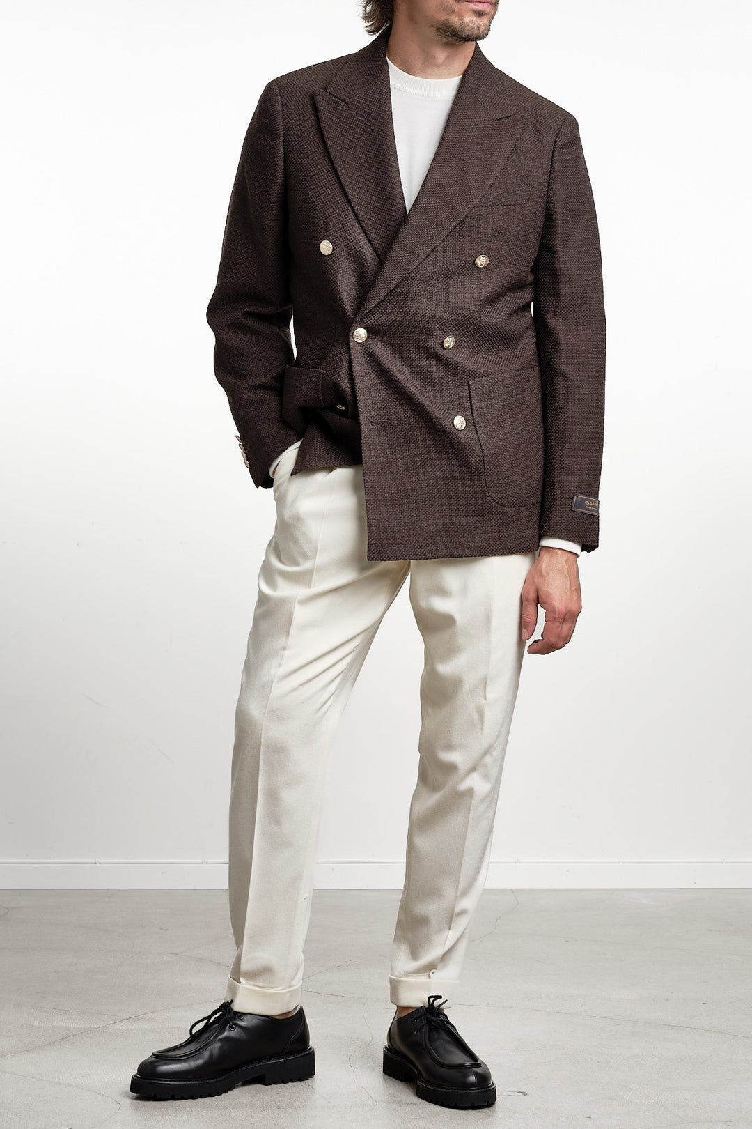 Wool Textured Club Blazer Black Brown