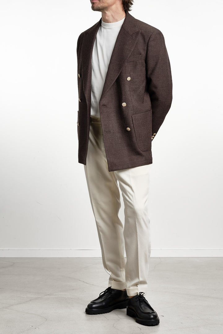 Wool Textured Club Blazer Black Brown