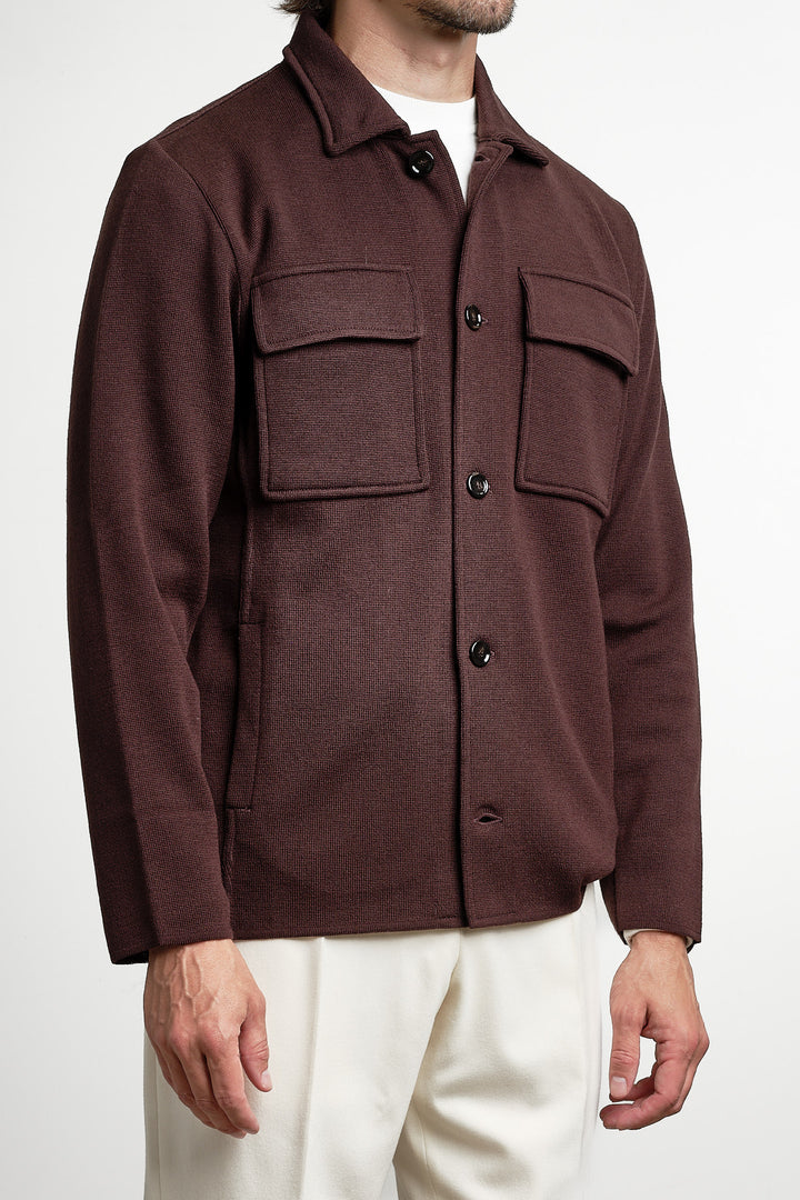 Merino Wool Overshirt Dark Brown – Lardini, bakifrån