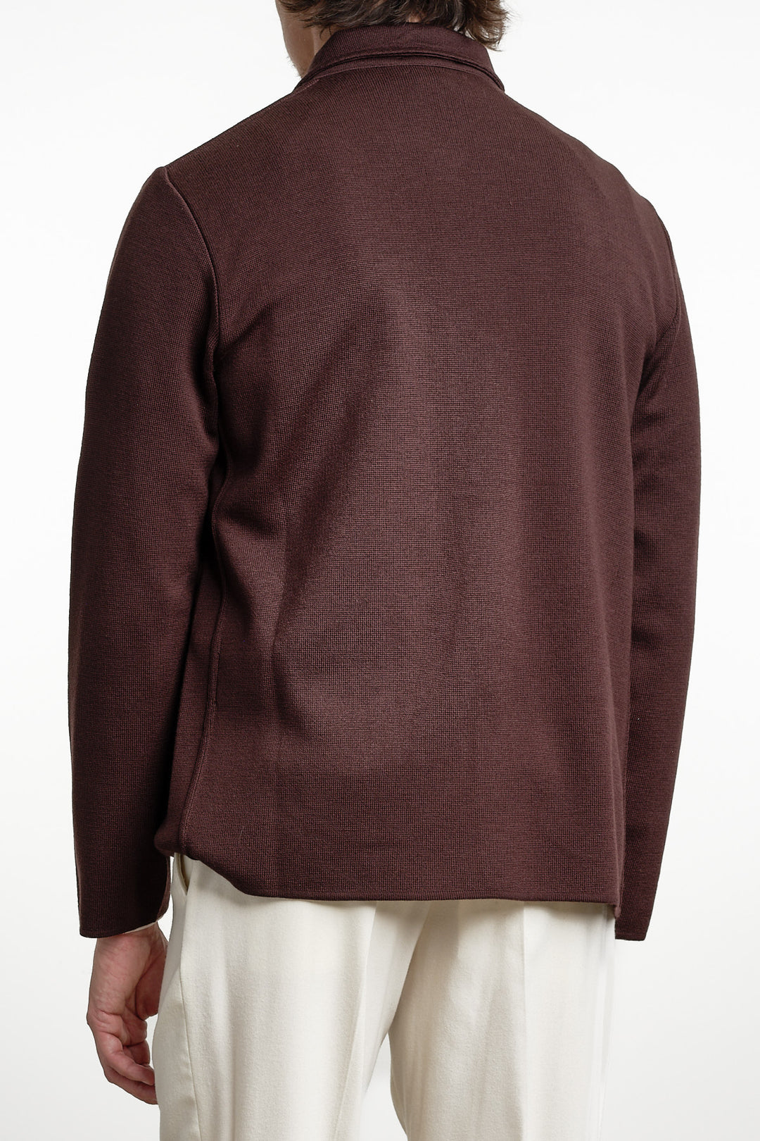 Merino Wool Overshirt Dark Brown – Lardini, detaljbild tyg