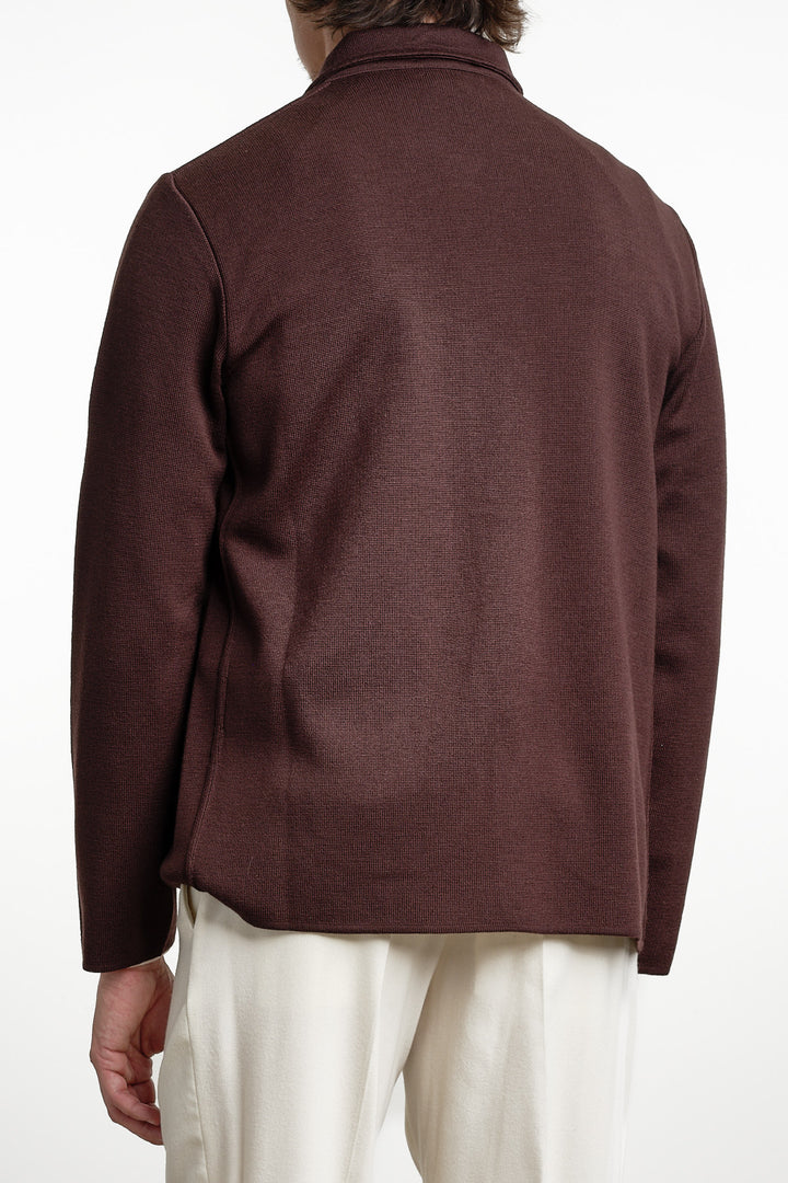 Merino Wool Overshirt Dark Brown – Lardini, detaljbild tyg