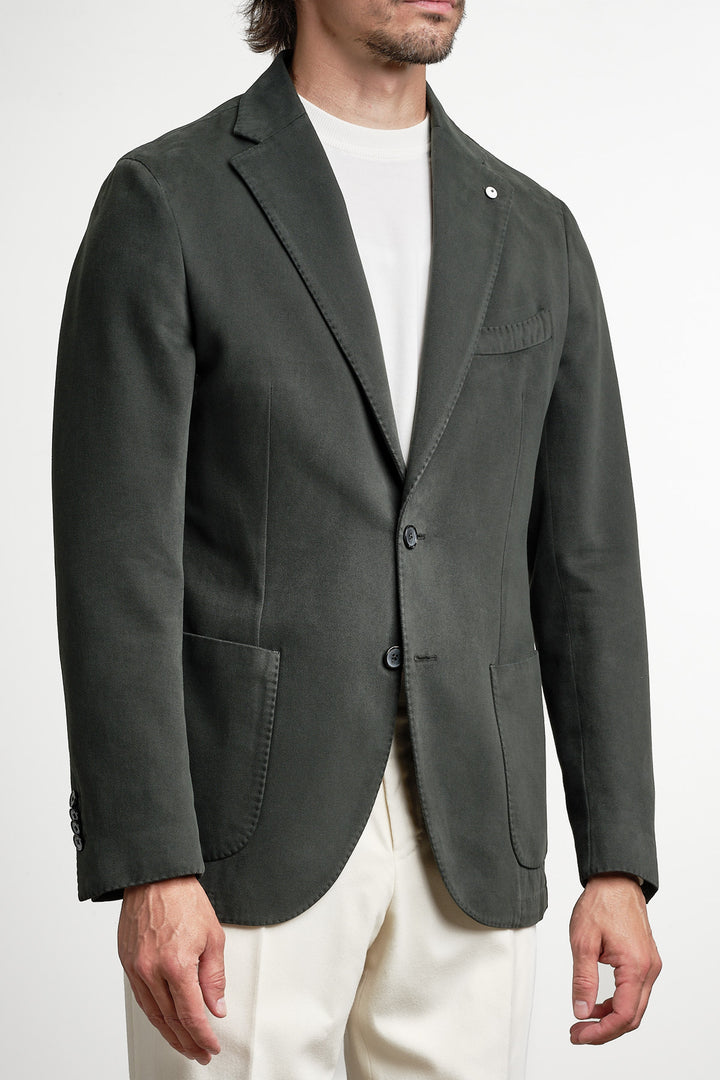 Cotton Cashmere Garment Dyed Blazer Green – L.B.M. 1911, framifrån