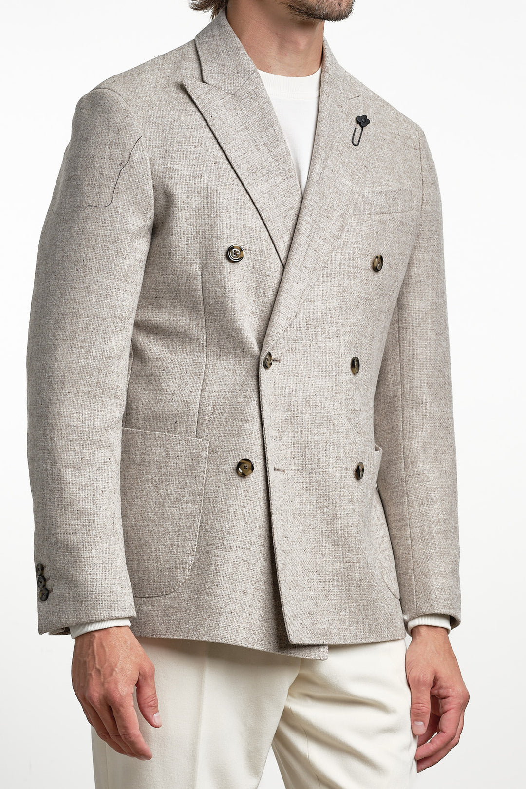 Double Breasted Eco Blazer Beige – Lardini, bakifrån