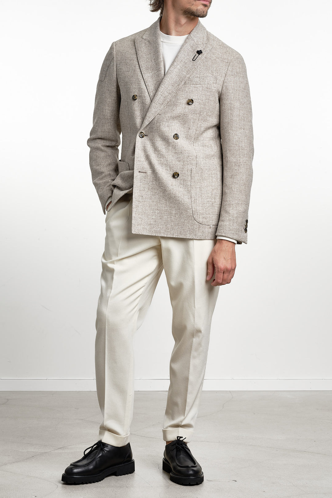 Double Breasted Eco Blazer Beige – Lardini, helbild