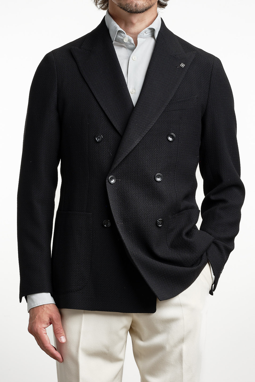 Structured Wool DB Blazer Black – Tagliatore, framifrån