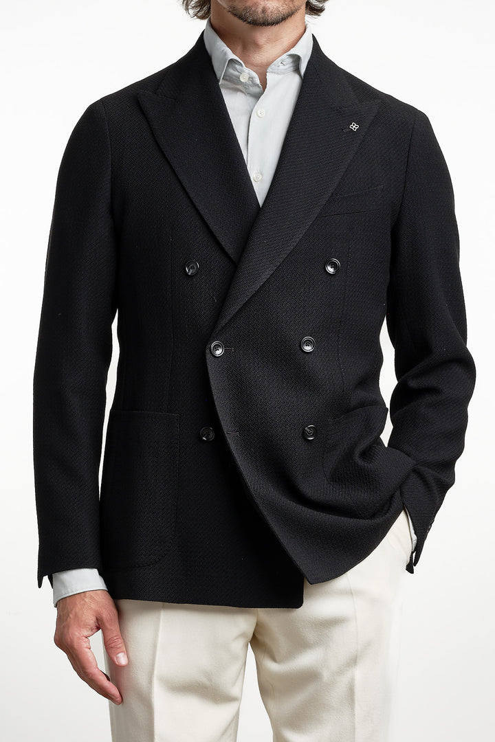 Structured Wool DB Blazer Black – Tagliatore, framifrån