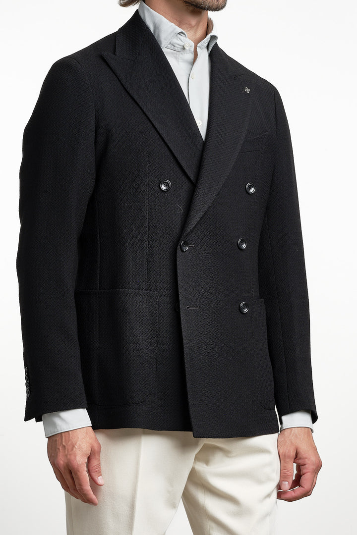 Structured Wool DB Blazer Black – Tagliatore, bakifrån
