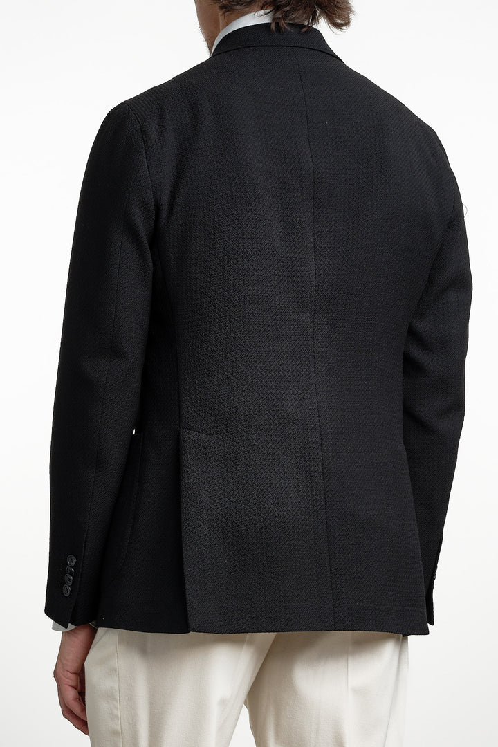 Structured Wool DB Blazer Black – Tagliatore, detaljbild tyg