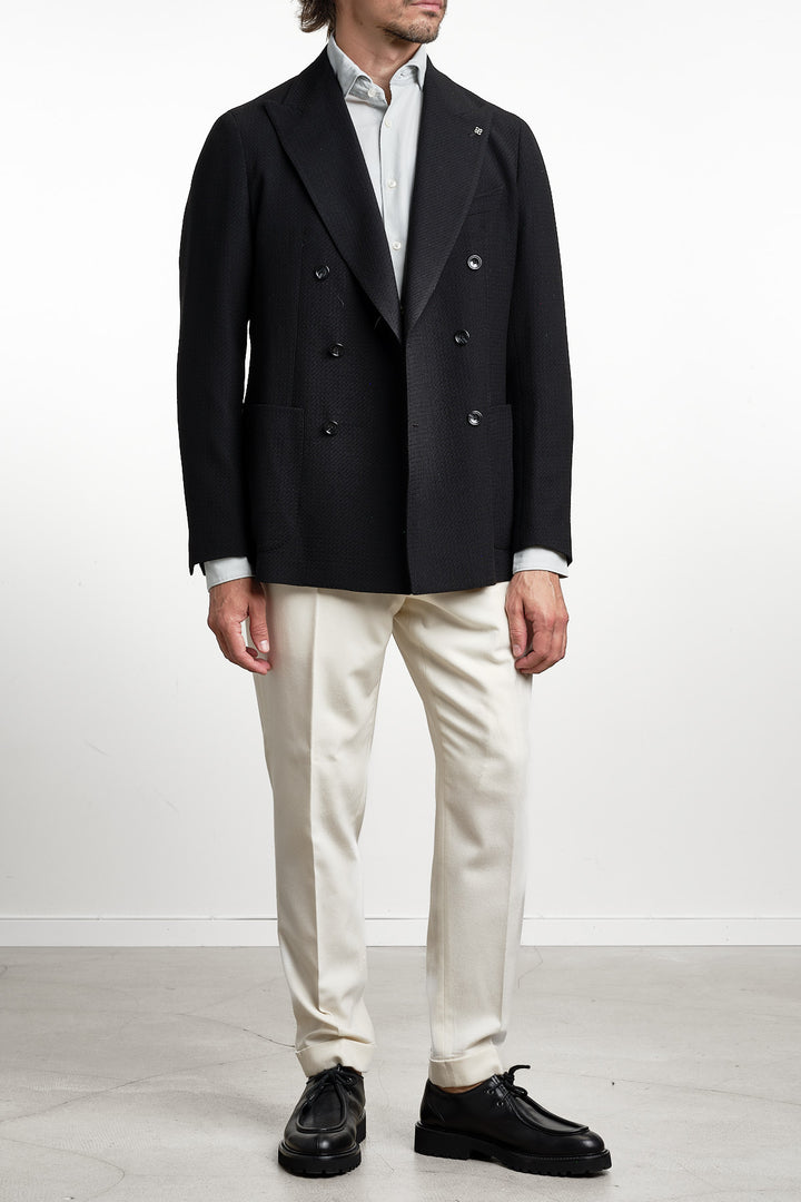 Structured Wool DB Blazer Black – Tagliatore, helbild