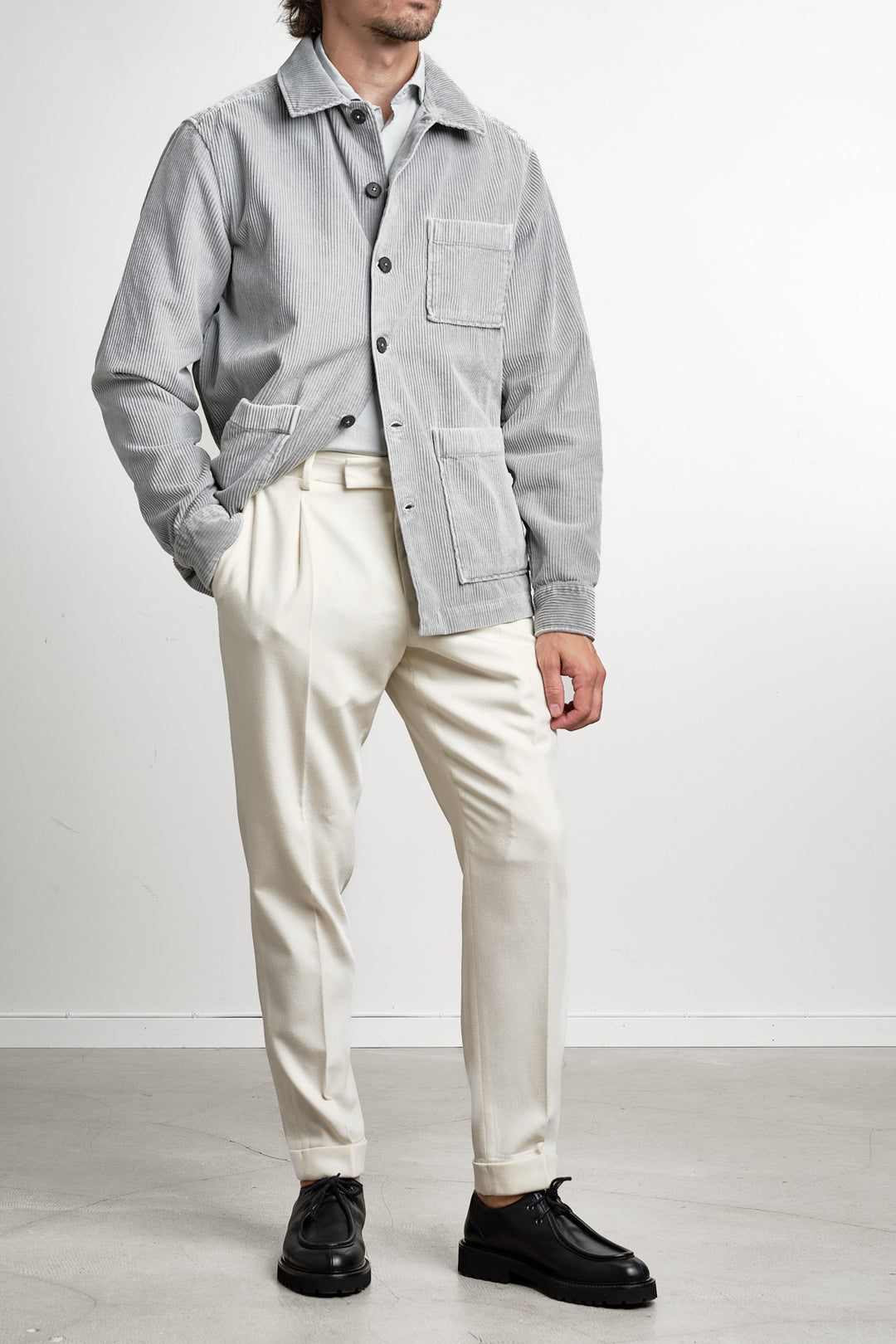 Corduroy Capo Grafite Overshirt Steel Grey – Xacus, helbild