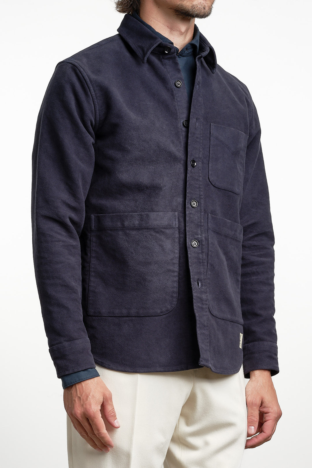 Merino Wool Overshirt Navy – Lardini, sidan