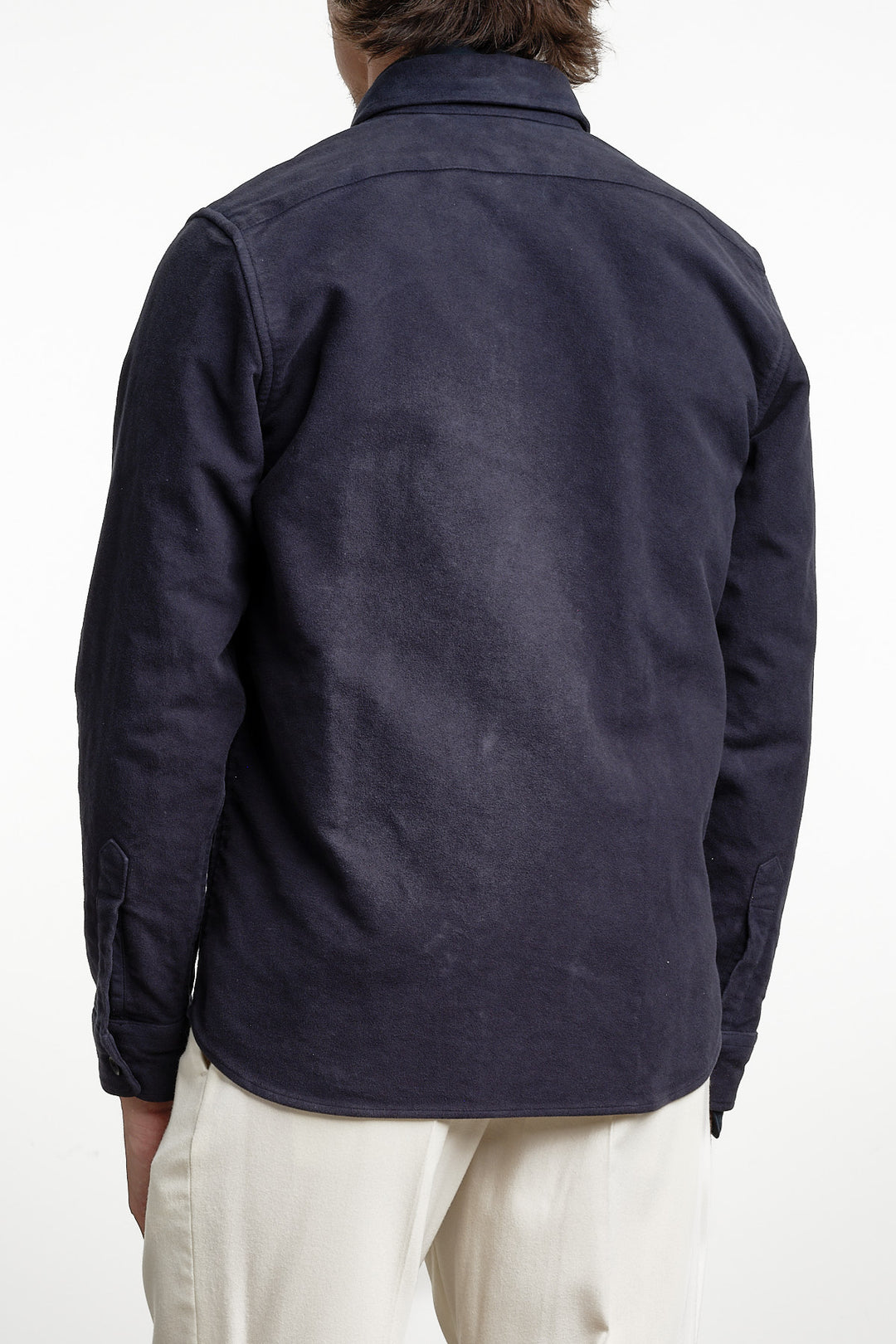 Merino Wool Overshirt Navy – Lardini, bakifrån