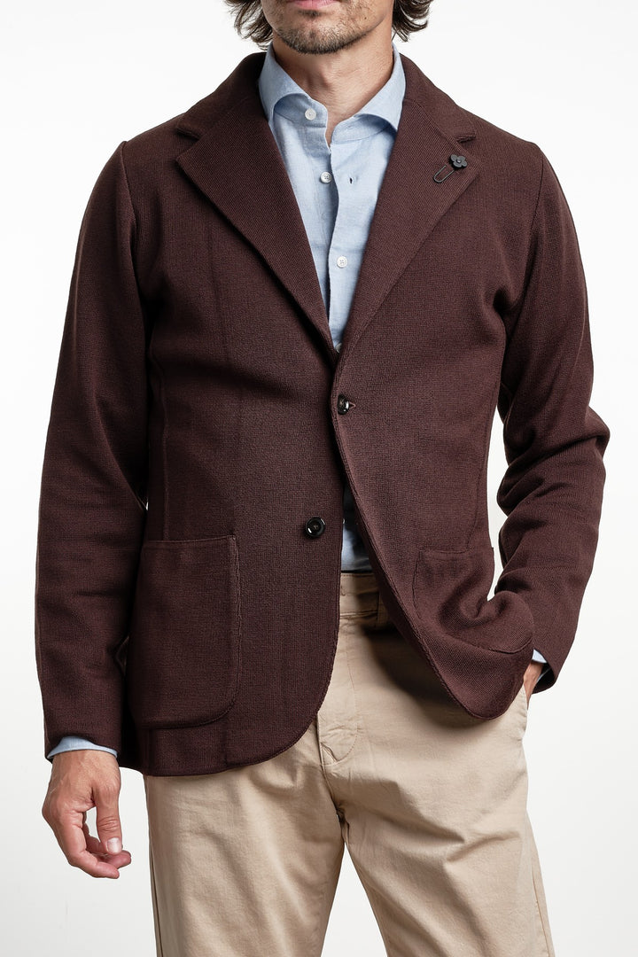 Single Breasted Knitwear Blazer Brown – Lardini, framifrån