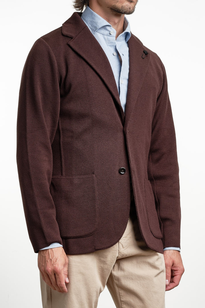 Single Breasted Knitwear Blazer Brown – Lardini, sidan