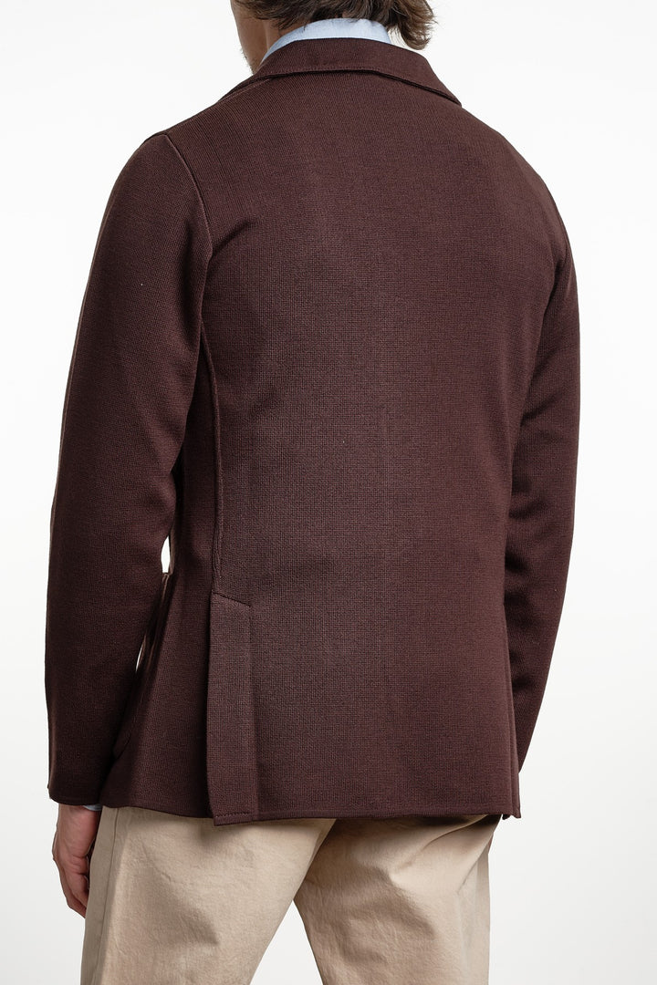 Single Breasted Knitwear Blazer Brown – Lardini, bakifrån